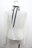 画像2: AND ROMEO / フリルシフォンピンタック長袖ブラウス  白Ｘ黒 I-26-01-20-014-LO-BL-SA-ZI (2)