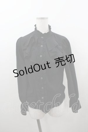 画像: axes femme / リボン付フリルブラウス  黒 I-26-01-20-019-AX-BL-SA-ZI