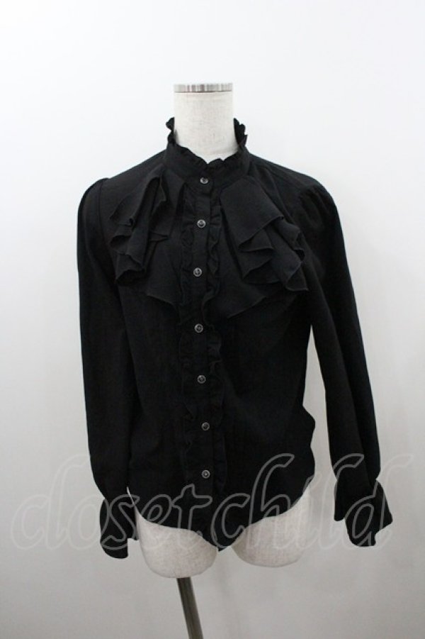 画像1: axes femme / リボン付フリルブラウス  黒 I-26-01-20-019-AX-BL-SA-ZI (1)