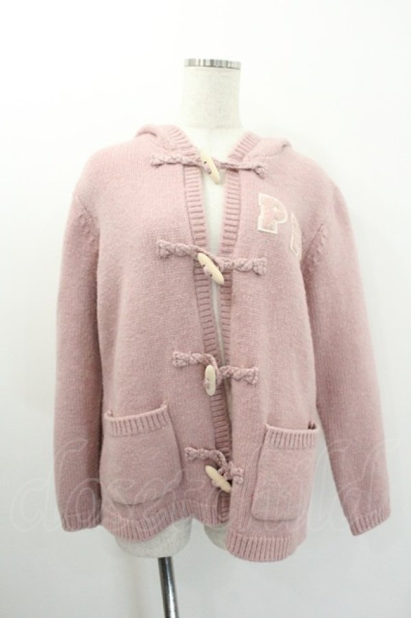 画像1: PINK HOUSE / PHロゴワッペン付きフードニットカーディガン  ピンク I-26-01-20-031-LO-TO-SA-ZI (1)