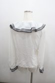 画像3: Ank Rouge / 千鳥フリルシフォン長袖ブラウス  白Ｘ黒 I-26-01-22-003-CA-BL-SA-ZI (3)