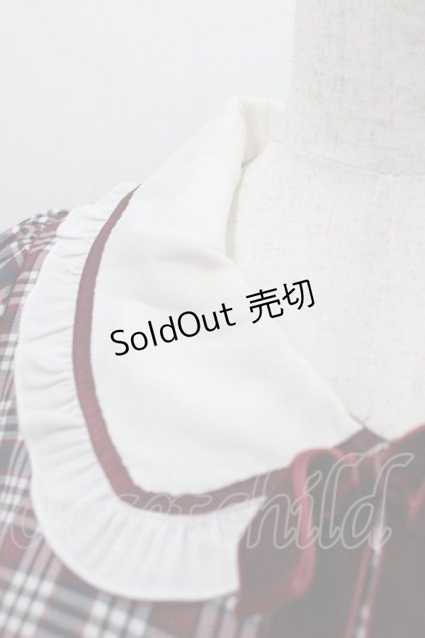 画像2: Amavel / ブローチ付きチェックワンピース  黒Ｘ赤チェック I-26-01-22-034-CA-OP-SA-ZI (2)