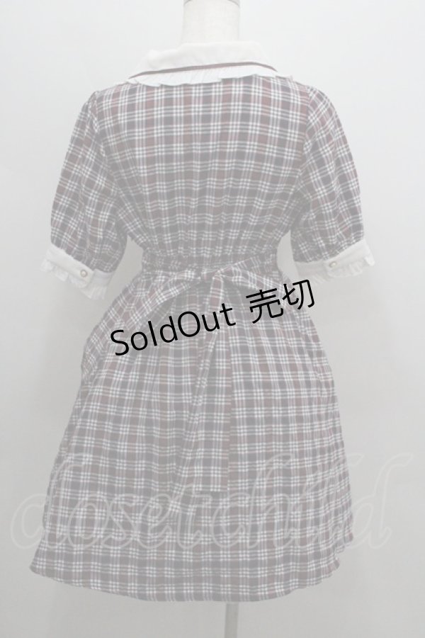 画像3: Amavel / ブローチ付きチェックワンピース  黒Ｘ赤チェック I-26-01-22-034-CA-OP-SA-ZI (3)