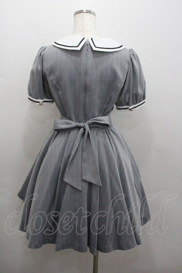 画像3: Secret Honey / ストライプ半袖ワンピース  グレーＸ白 I-26-01-22-035-CA-OP-SA-ZI (3)