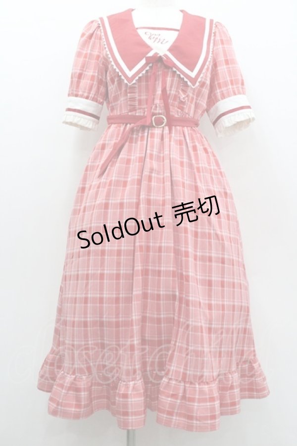 画像1: Dear My Love / マイメロディ学園ワンピース M 赤チェック I-26-01-22-037-EL-OP-SA-ZI (1)