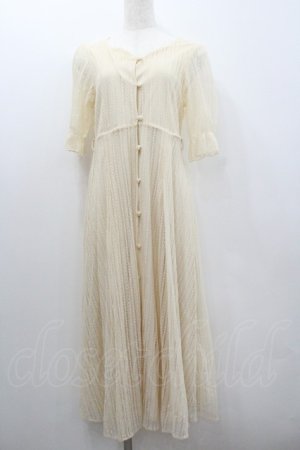 画像: F&A / ストライプレースガウンワンピース  生成り I-26-01-22-040-LO-OP-SA-ZI