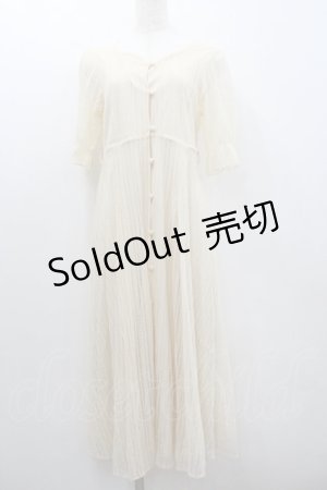 画像: F&A / ストライプレースガウンワンピース  生成り I-26-01-22-040-LO-OP-SA-ZI