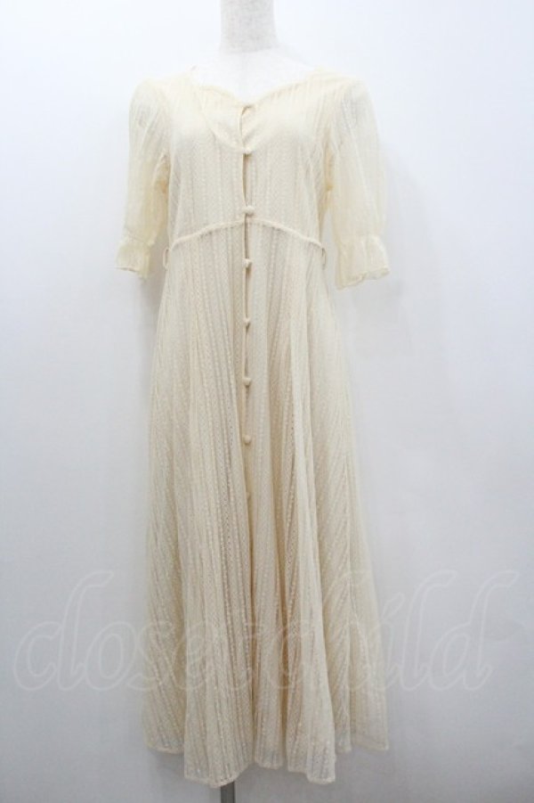 画像1: F&A / ストライプレースガウンワンピース  生成り I-26-01-22-040-LO-OP-SA-ZI (1)