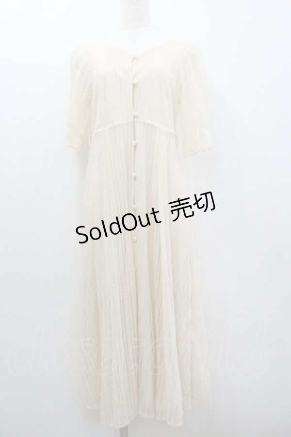 画像1: F&A / ストライプレースガウンワンピース  生成り I-26-01-22-040-LO-OP-SA-ZI (1)