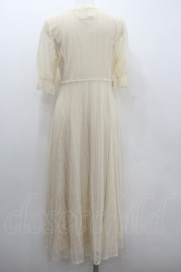 画像2: F&A / ストライプレースガウンワンピース  生成り I-26-01-22-040-LO-OP-SA-ZI (2)