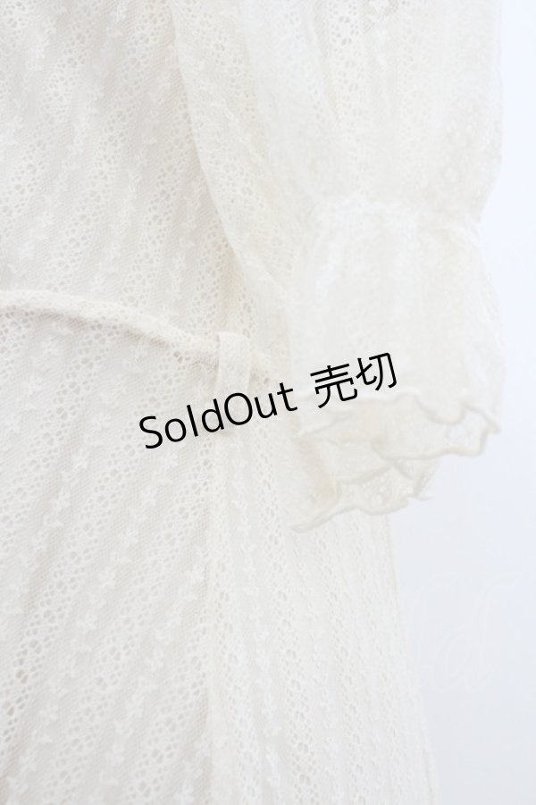 画像3: F&A / ストライプレースガウンワンピース  生成り I-26-01-22-040-LO-OP-SA-ZI (3)