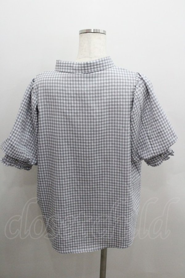 画像3: axes femme / パフスリーブブラウス  グレーＸ白 I-26-01-22-004-AX-BL-SA-ZI (3)