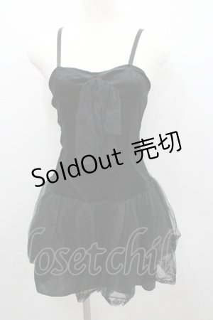 画像: MARBLE / レースリボンベルベットキャミワンピース  黒 I-26-01-22-044-GO-OP-SA-ZI