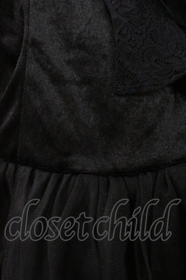 画像3: MARBLE / レースリボンベルベットキャミワンピース  黒 I-26-01-22-044-GO-OP-SA-ZI (3)