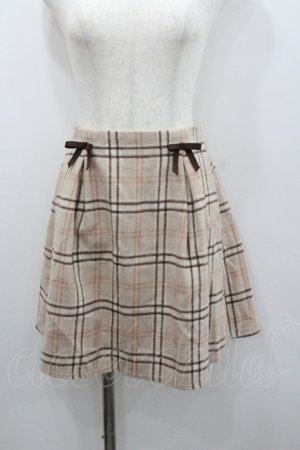 画像: evelyn / リボン&チェックスカート  ブラウン I-26-01-22-047-LO-SK-SA-ZI