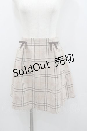 画像: evelyn / リボン&チェックスカート  ブラウン I-26-01-22-047-LO-SK-SA-ZI