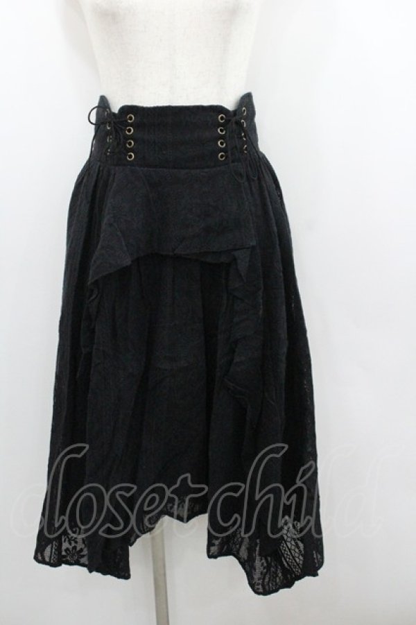 画像1: axes femme / 総レース編み上げスカート  黒 I-26-01-22-051-AX-SK-SA-ZI (1)