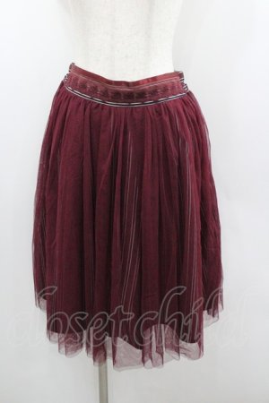 画像: axes femme / チュール重ね柄スカート  ワイン I-26-01-22-053-AX-SK-SA-ZI