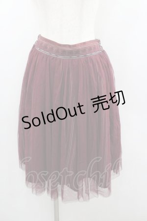 画像: axes femme / チュール重ね柄スカート  ワイン I-26-01-22-053-AX-SK-SA-ZI