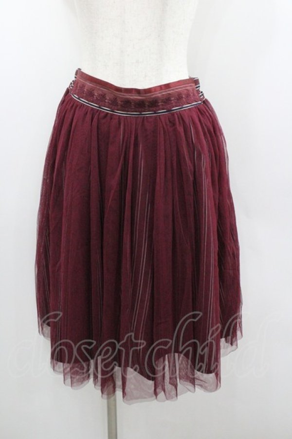 画像1: axes femme / チュール重ね柄スカート  ワイン I-26-01-22-053-AX-SK-SA-ZI (1)