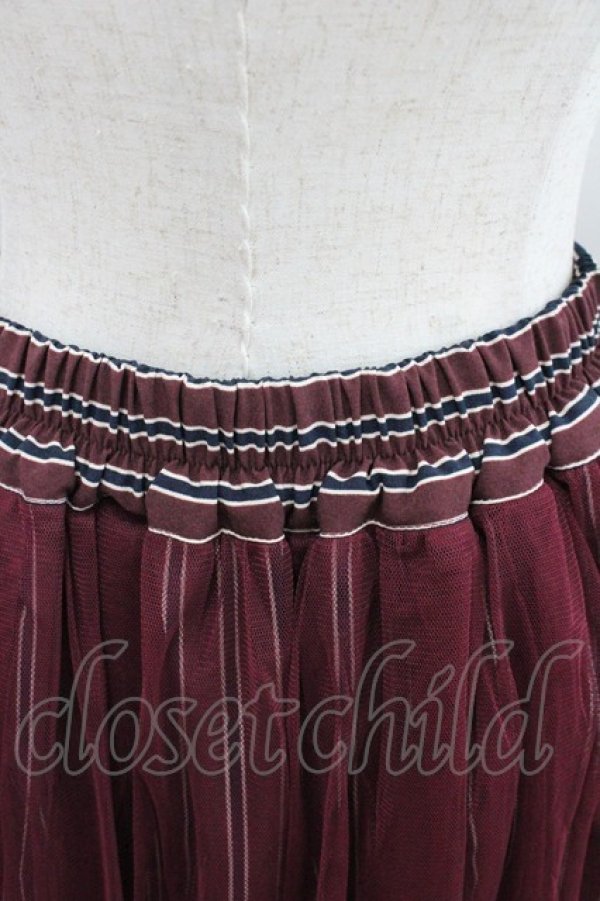 画像3: axes femme / チュール重ね柄スカート  ワイン I-26-01-22-053-AX-SK-SA-ZI (3)