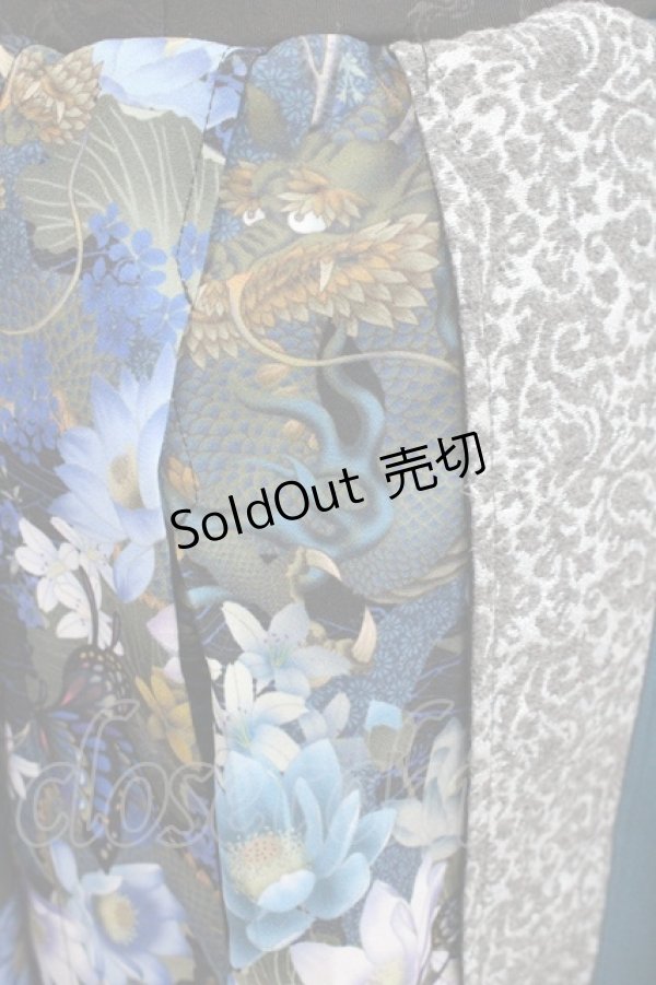 画像3: Qutie Frash / 和柄ハカマロングスカート  青Ｘシルバー I-26-01-22-057-QU-PA-SA-ZI (3)