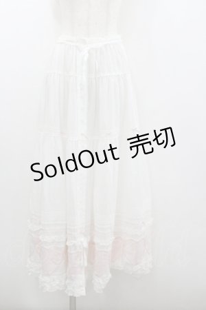 画像: PINK HOUSE / ハートワッペンパッチワーク使いローンスカート  白Ｘピンク I-26-01-22-058-LO-SK-SA-ZI