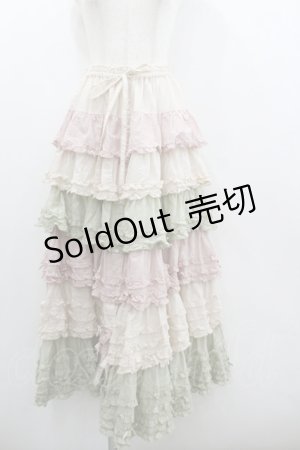 画像: PINK HOUSE / 配色フリルスカート  ピンクＸハッカ I-26-01-22-060-LO-SK-SA-ZI