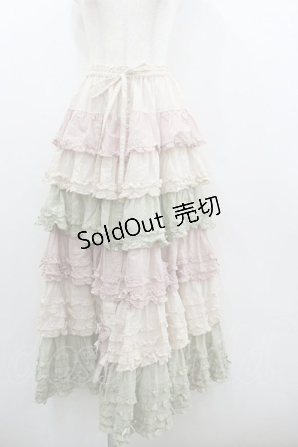 画像1: PINK HOUSE / 配色フリルスカート  ピンクＸハッカ I-26-01-22-060-LO-SK-SA-ZI (1)