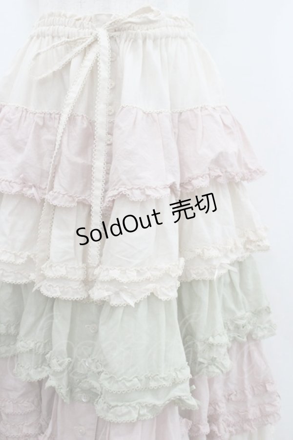 画像2: PINK HOUSE / 配色フリルスカート  ピンクＸハッカ I-26-01-22-060-LO-SK-SA-ZI (2)