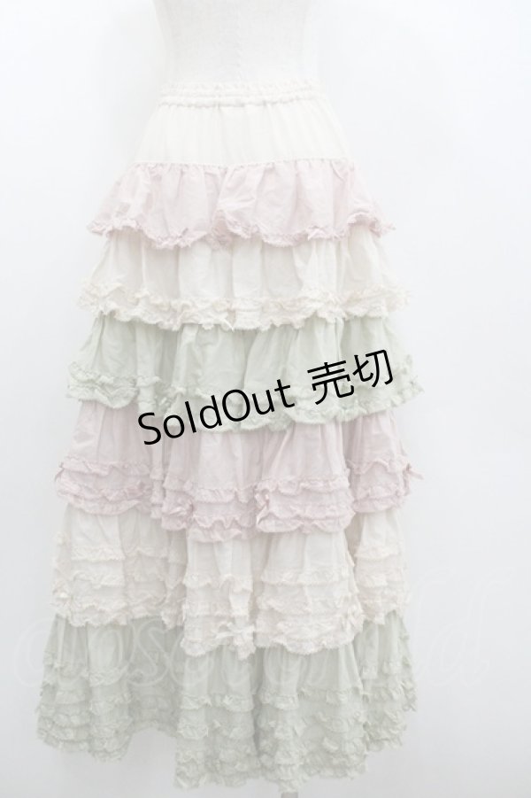 画像3: PINK HOUSE / 配色フリルスカート  ピンクＸハッカ I-26-01-22-060-LO-SK-SA-ZI (3)