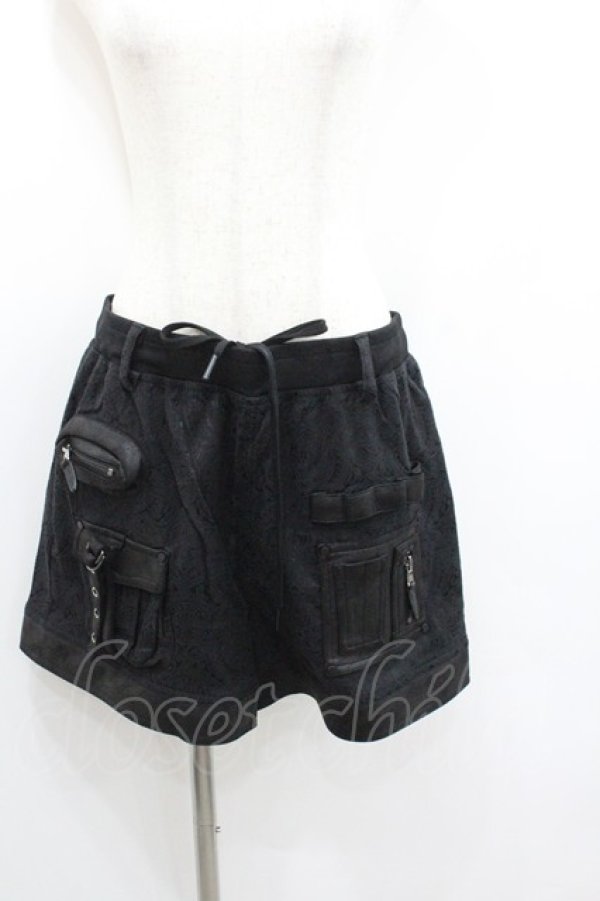 画像1: Qutie Frash / ミリタリーショートパンツ L 黒 I-26-01-22-063-QU-PA-SA-ZI (1)