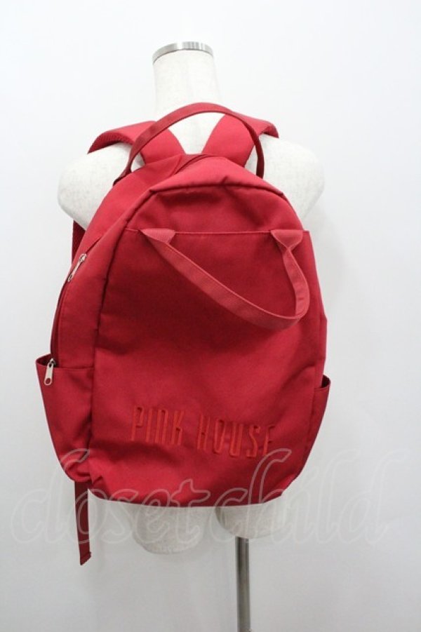 画像1: PINK HOUSE / ピンクハウスロゴ刺繍バックパック  赤 I-26-01-22-072-LO-BG-SA-ZI (1)