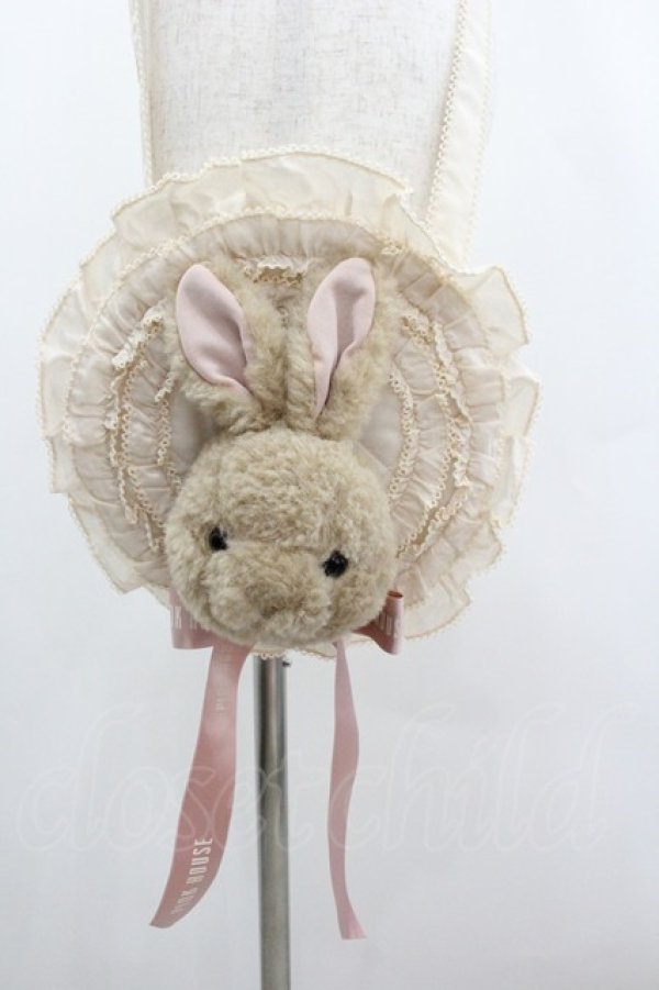 画像1: PINK HOUSE / うさぎ顔ぐるみ付きサークルフリルポシェット  生成り I-26-01-22-074-LO-BG-SA-ZI (1)