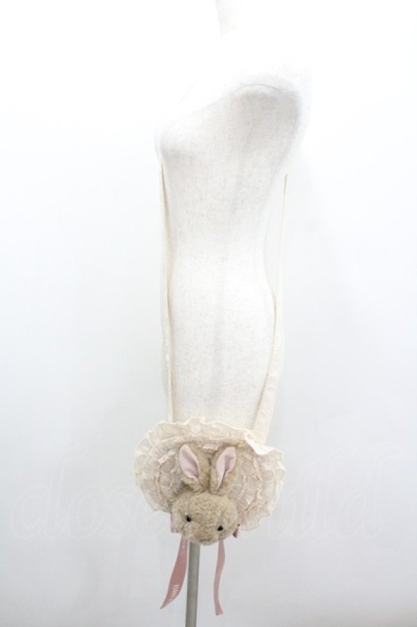 画像2: PINK HOUSE / うさぎ顔ぐるみ付きサークルフリルポシェット  生成り I-26-01-22-074-LO-BG-SA-ZI (2)