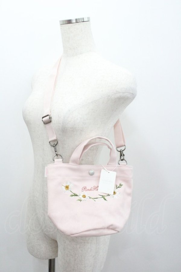 画像1: PINK HOUSE / マーガレットブーケ刺繍ミニトートポシェット  ピンク I-26-01-22-076-LO-BG-SA-ZI (1)