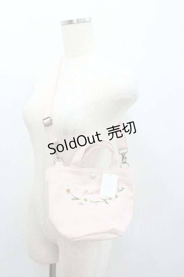 画像1: PINK HOUSE / マーガレットブーケ刺繍ミニトートポシェット  ピンク I-26-01-22-076-LO-BG-SA-ZT0213R (1)