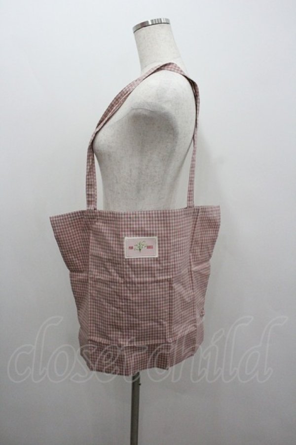 画像1: PINK HOUSE / ギンガムチェックロゴワッペントートバッグ  ピンクＸ白 I-26-01-22-080-LO-BG-SA-ZI (1)
