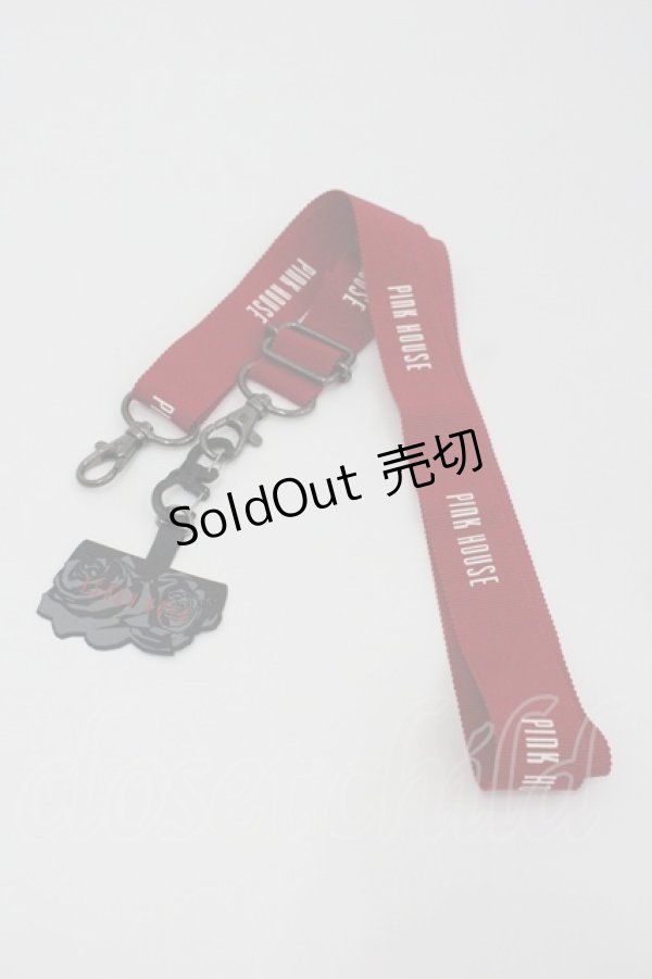画像1: PINK HOUSE / ロゴリボン携帯ショルダーストラップ  赤Ｘ白 I-26-01-22-089-LO-ZA-SA-ZI (1)