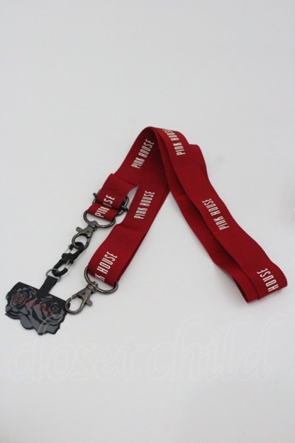 画像2: PINK HOUSE / ロゴリボン携帯ショルダーストラップ  赤Ｘ白 I-26-01-22-089-LO-ZA-SA-ZI (2)