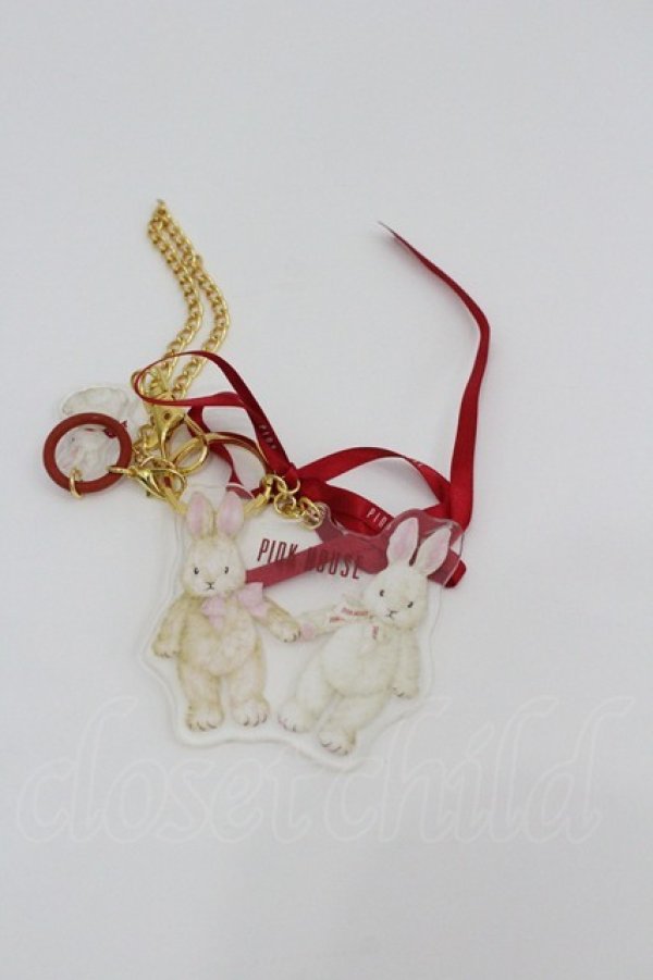 画像1: PINK HOUSE / バラ園うさぎアクリルバッグチャーム   I-26-01-22-091-LO-ZA-SA-ZI (1)