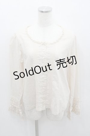 画像: PINK HOUSE / ローンノーカラーブラウス  生成り I-26-01-22-010-LO-BL-SA-ZI