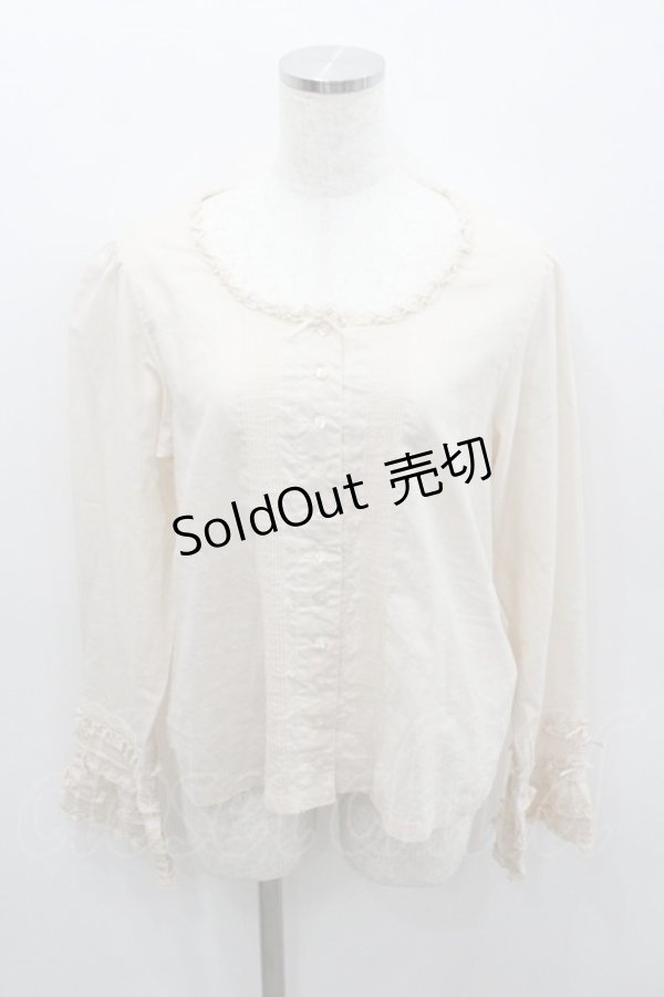 画像1: PINK HOUSE / ローンノーカラーブラウス  生成り I-26-01-22-010-LO-BL-SA-ZI (1)