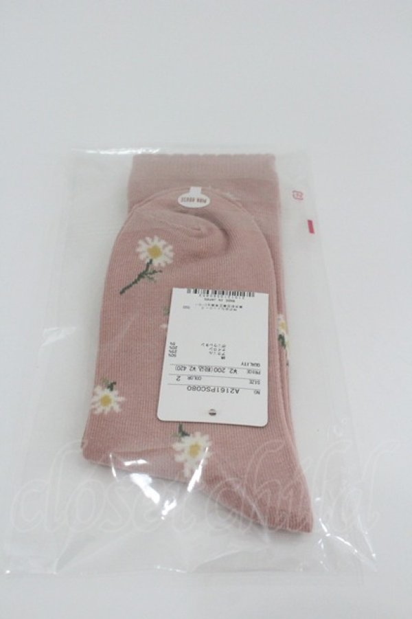 画像2: PINK HOUSE / マーガレットブーケ柄ソックス  ピンク I-26-01-22-120-LO-ZA-SA-ZI (2)