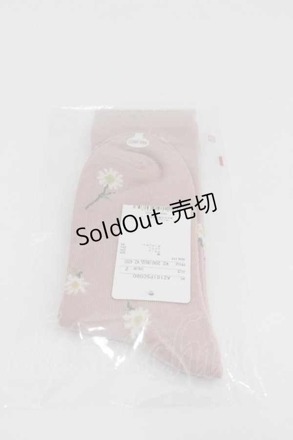 画像2: PINK HOUSE / マーガレットブーケ柄ソックス  ピンク I-26-01-22-120-LO-ZA-SA-ZI (2)