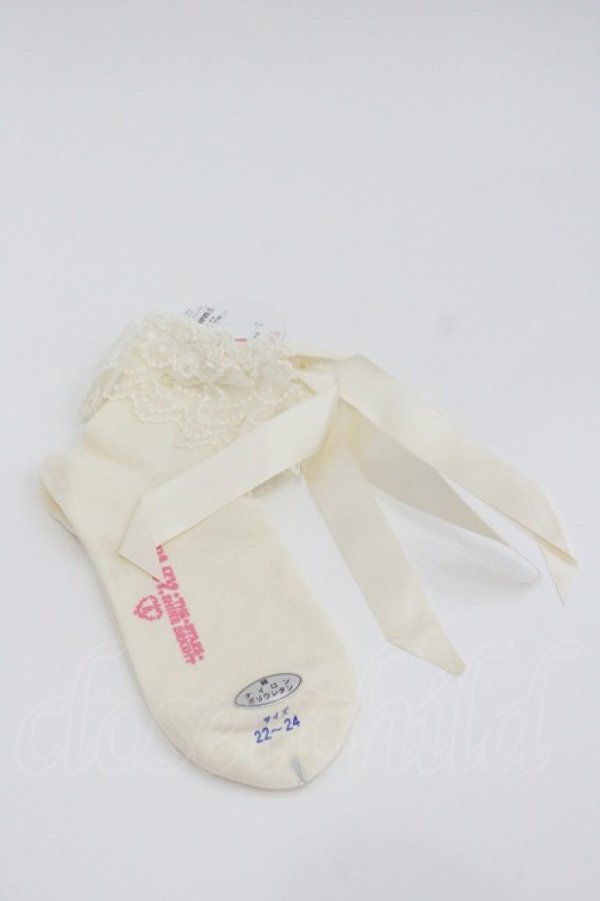 画像2: BABY,THE STARS SHINE BRIGHT / チュールレースクルー丈ソックス  生成り I-26-01-22-122-BA-ZA-SA-ZI (2)