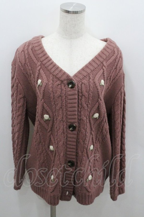 画像1: Fi.n.t / ローズモチーフニットカーディガン  ピンク I-26-01-22-015-CA-TO-SA-ZI (1)