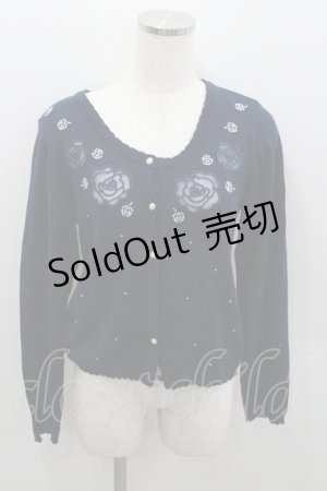 画像: axes femme / ローズ透かしカーディガン M ネイビー I-26-01-22-016-AX-TO-SA-ZI