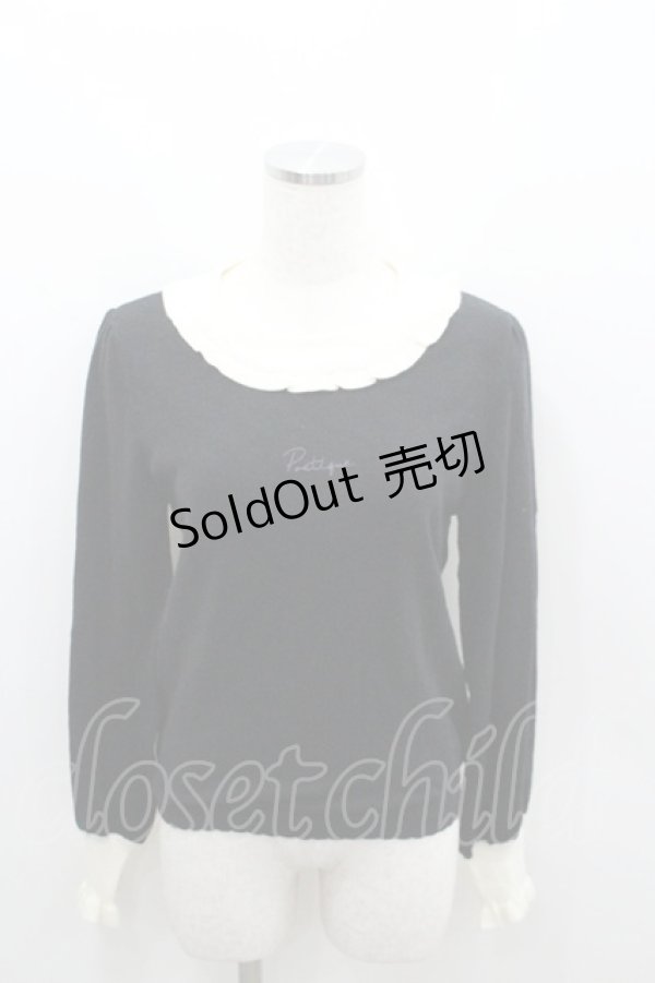 画像1: axes femme POETIQUE / バイカラーフリルニット  黒Ｘ白 I-26-01-22-018-AX-TO-SA-ZI (1)