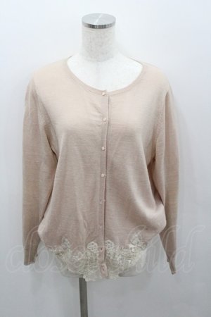 画像: Franche Lippee / 裾レースパール切替ニットカーディガン  ピンクＸ白 I-26-01-22-019-LO-TO-SA-ZI